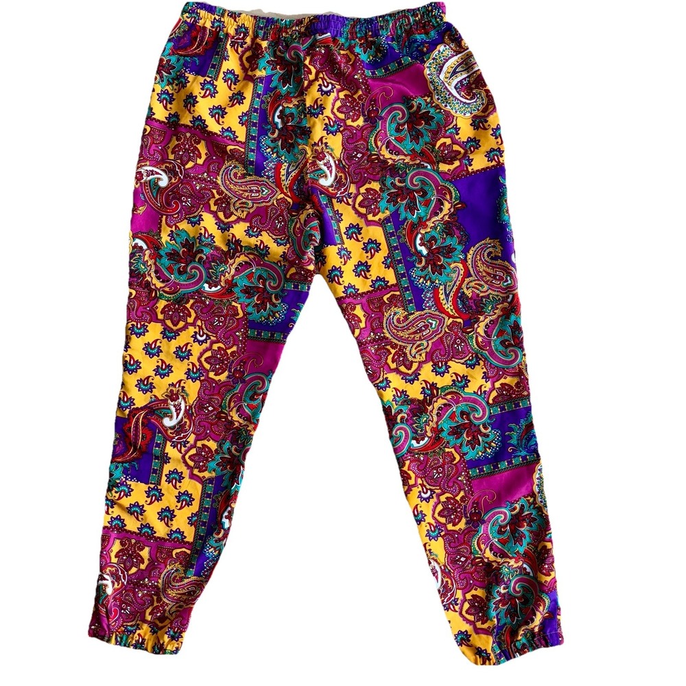 Ralph Lauren Womens 10 Multi Color Paisley Patchwork Trouser Pants Pockets Light - Picture 11 of 12
